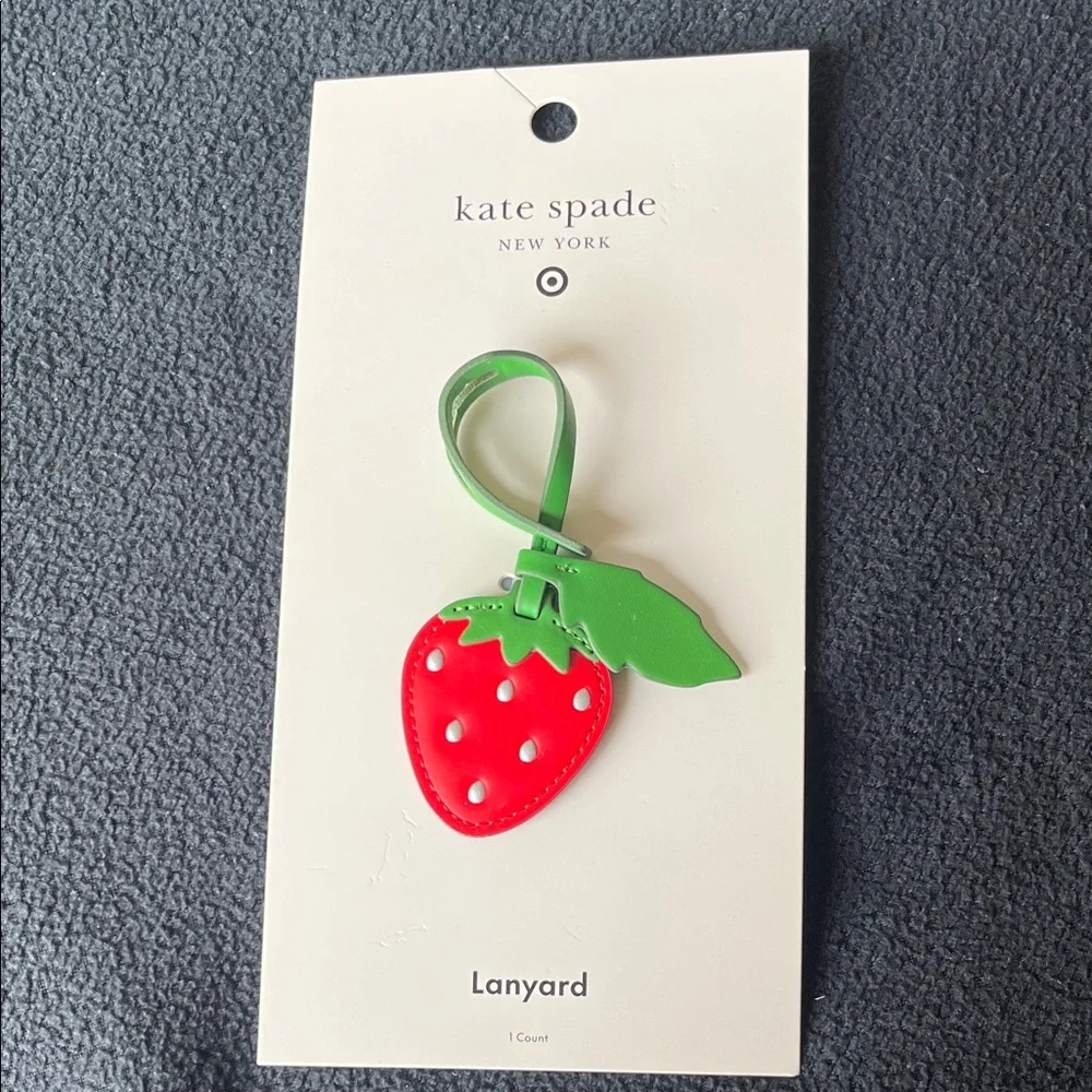 NWT Kate Spade Strawberry Bag Charm Keychain Lanyard